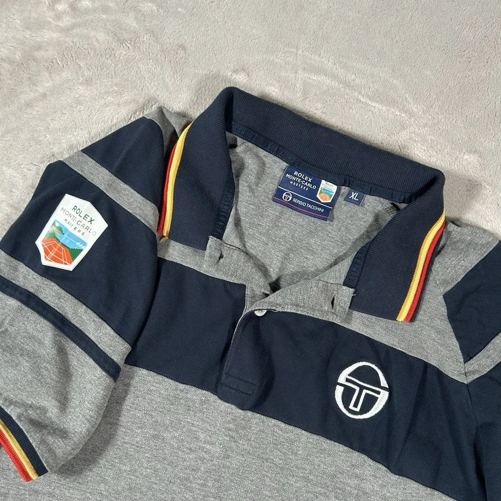 Sergio Tacchini Rolex Monte-Carlo Masters Tennis Court Polo Shirt Men's XL RARE